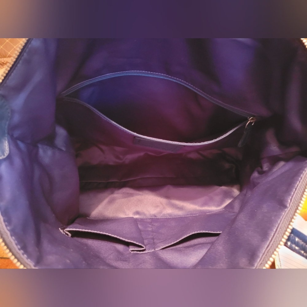 Coach Tartan Poppy Blue and Pink Plaid Tote Bag - Picture 7 of 9